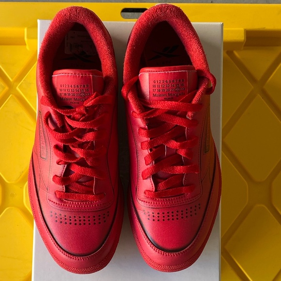 ‼️CLEARANCE‼️ ❤️👟 Maison Margiela Project 0 Club C Sneakers - Red - Mens Size 8 - Picture 4 of 15